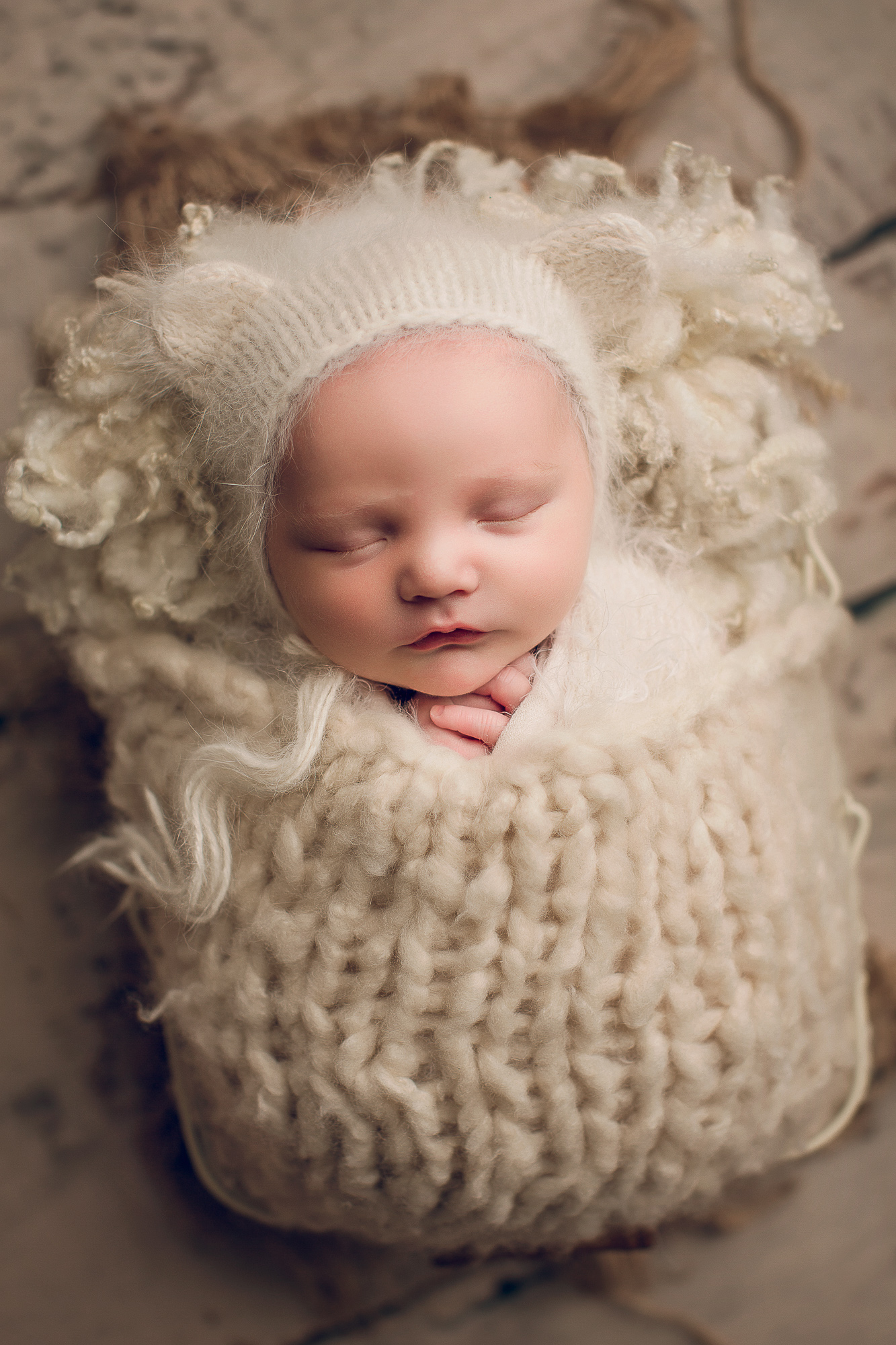 Adelaide Newborn photography photo of a newborn baby in a basket.