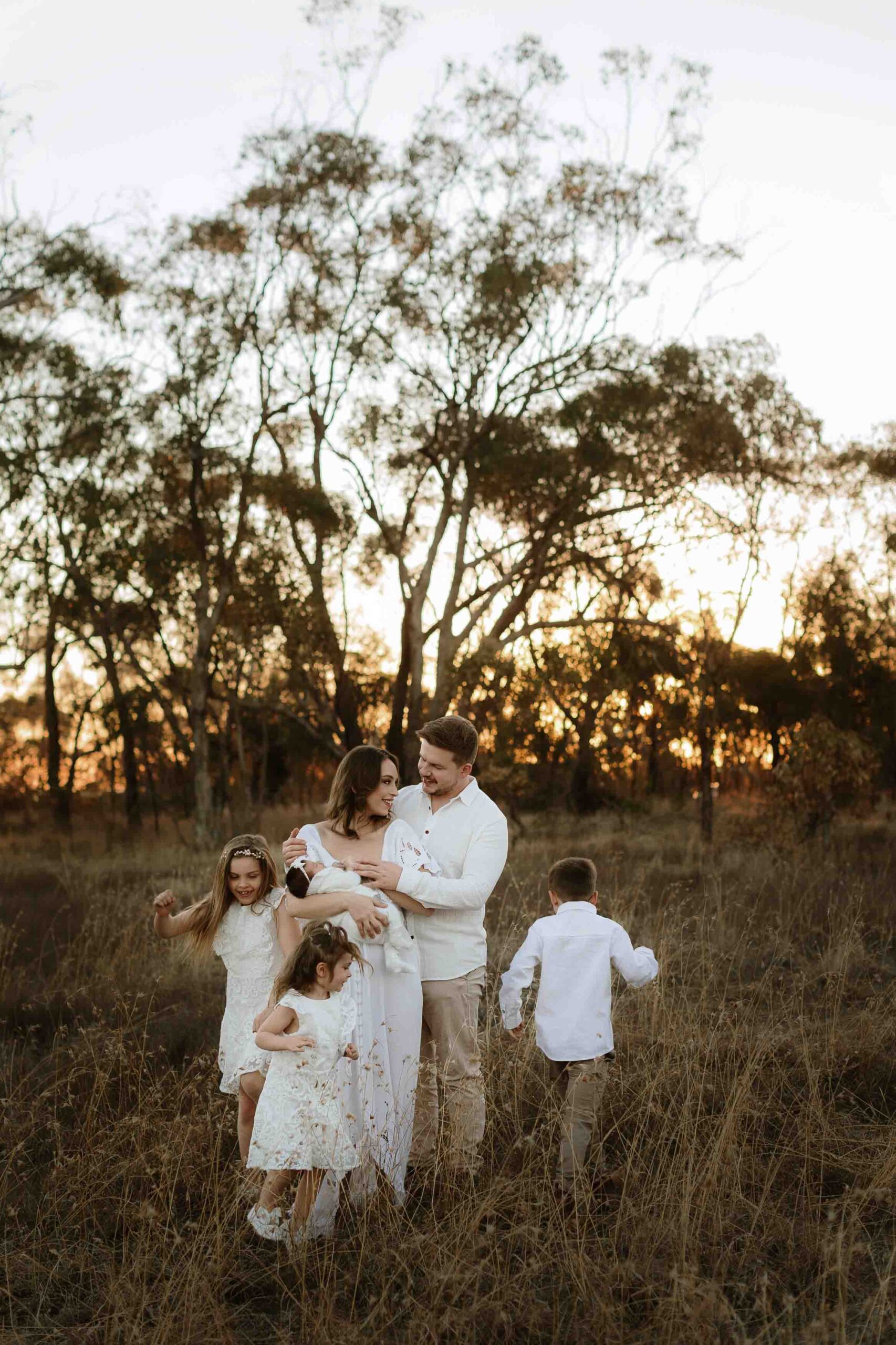 An Adelaide family of 6 at a photo shoot at sunset.