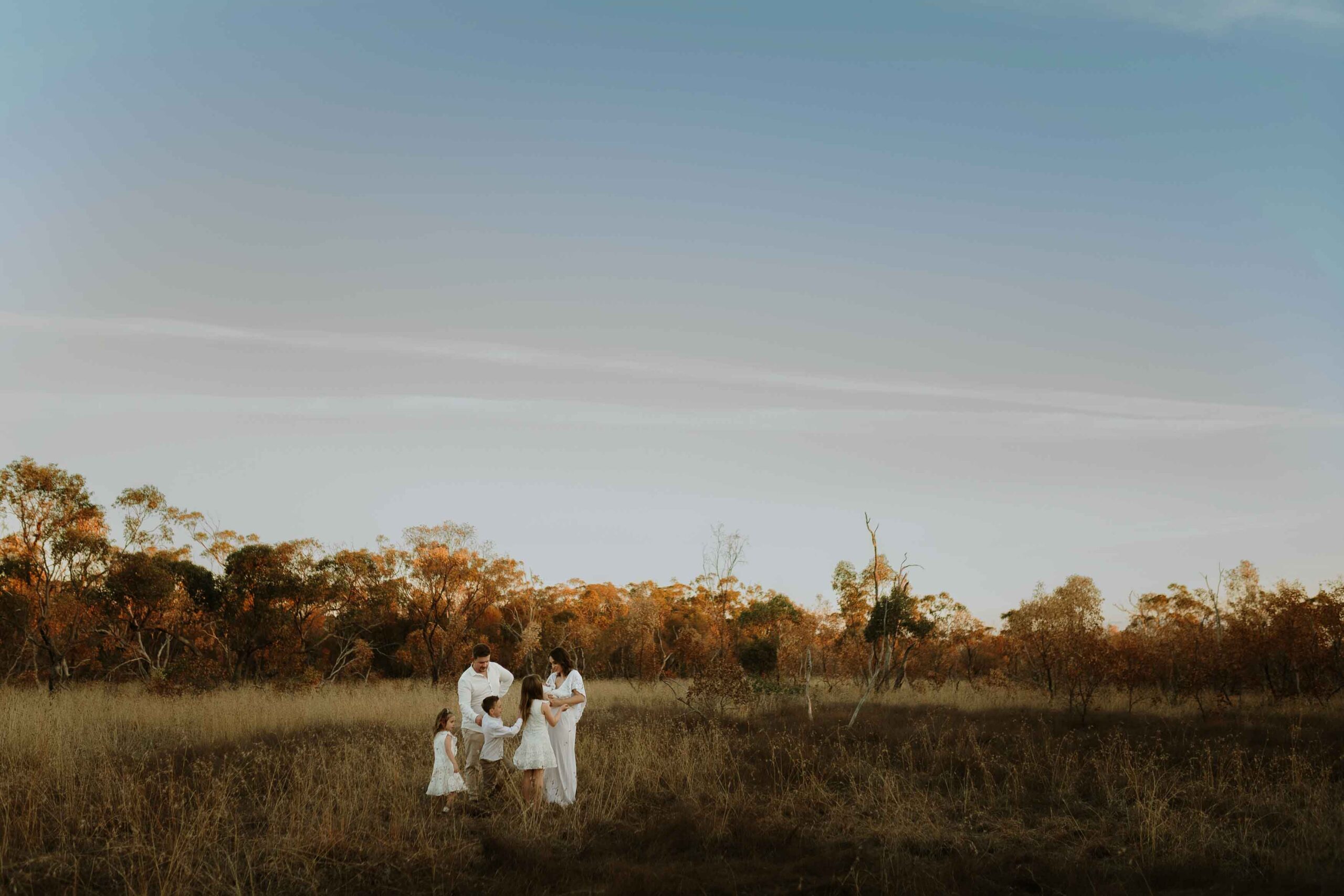 An Adelaide family of 6 at a photo shoot at sunset.
