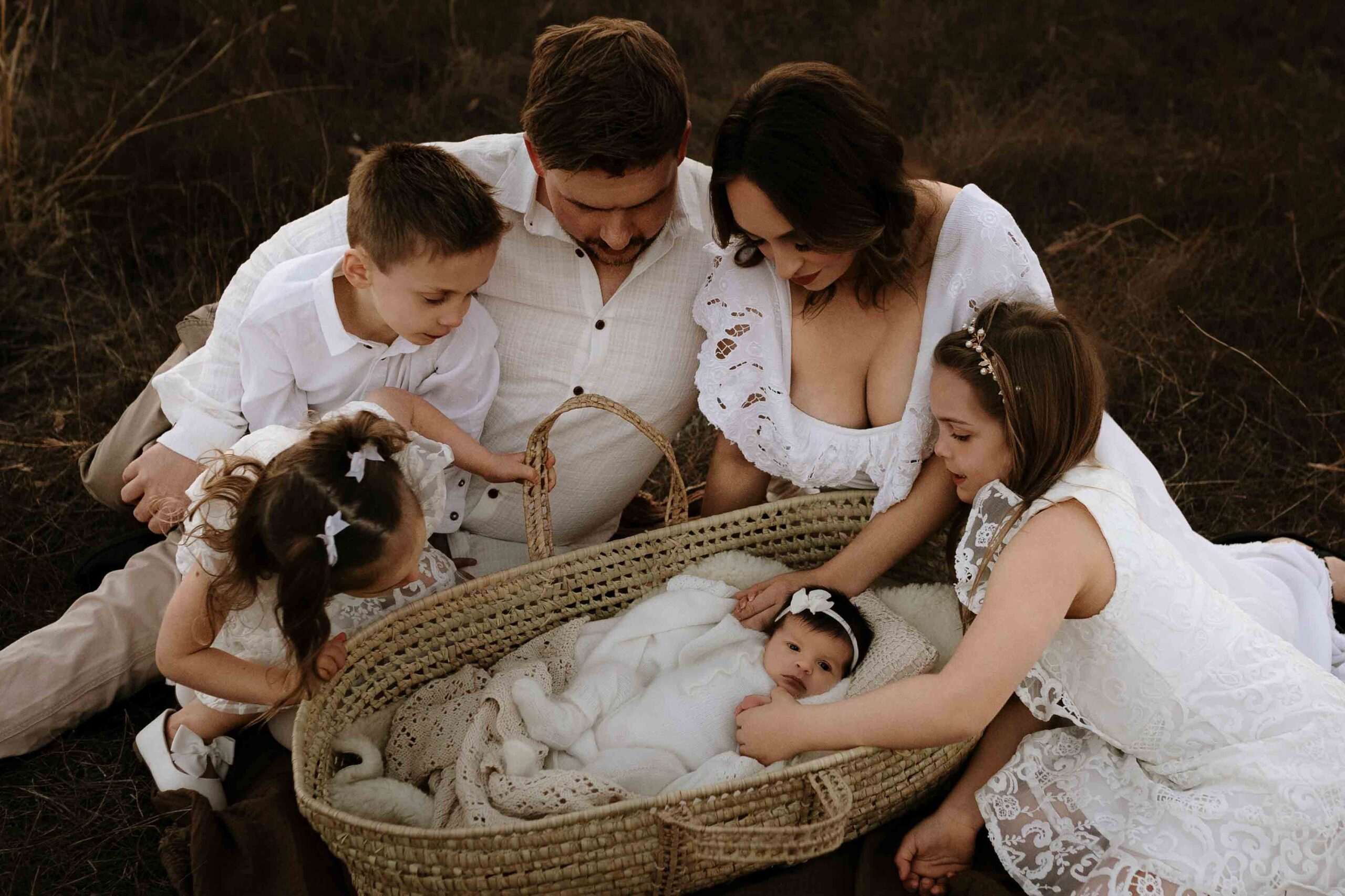 An Adelaide family of 6 at a photo shoot at sunset.