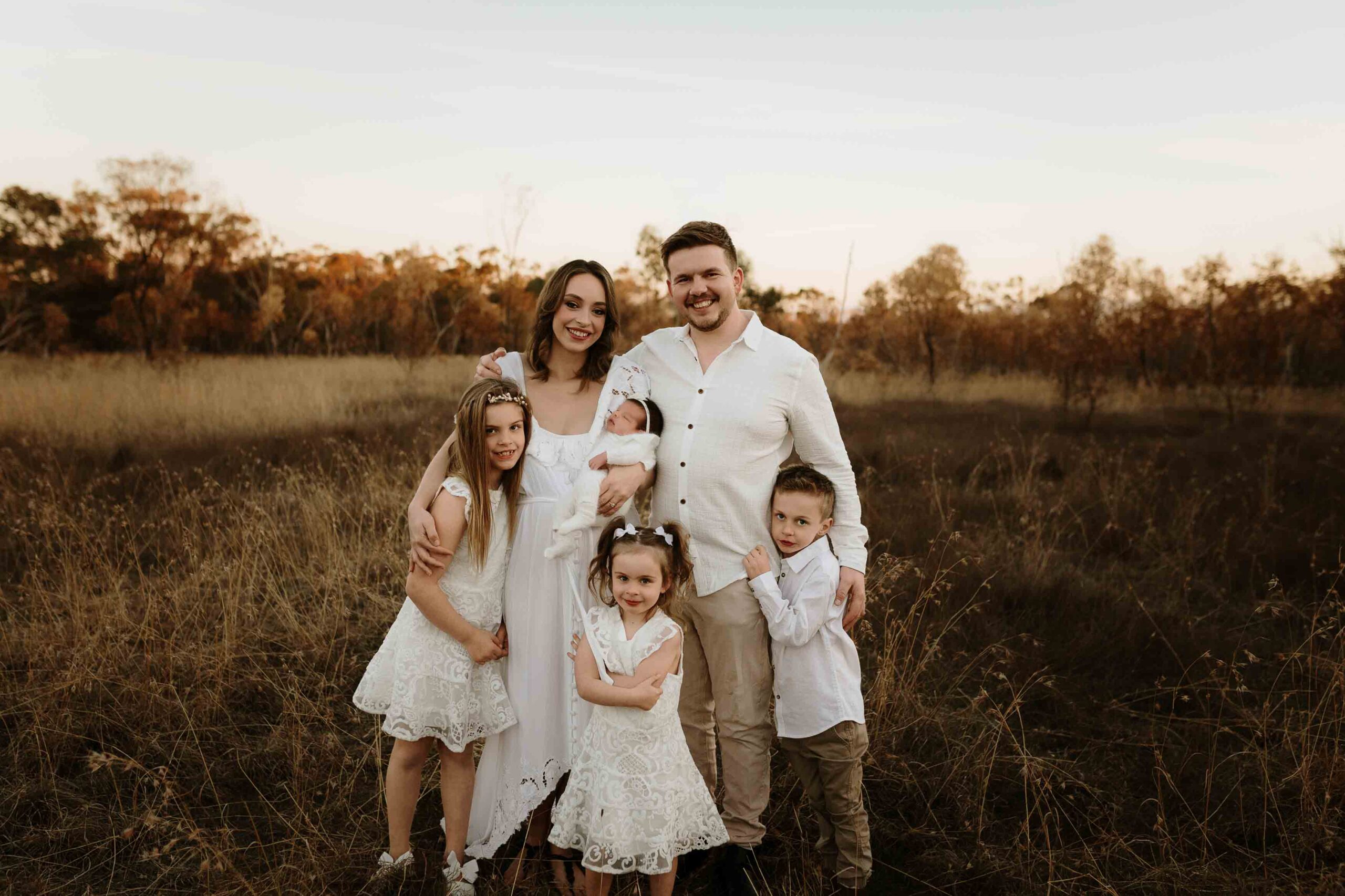 An Adelaide family of 6 at a photo shoot at sunset.