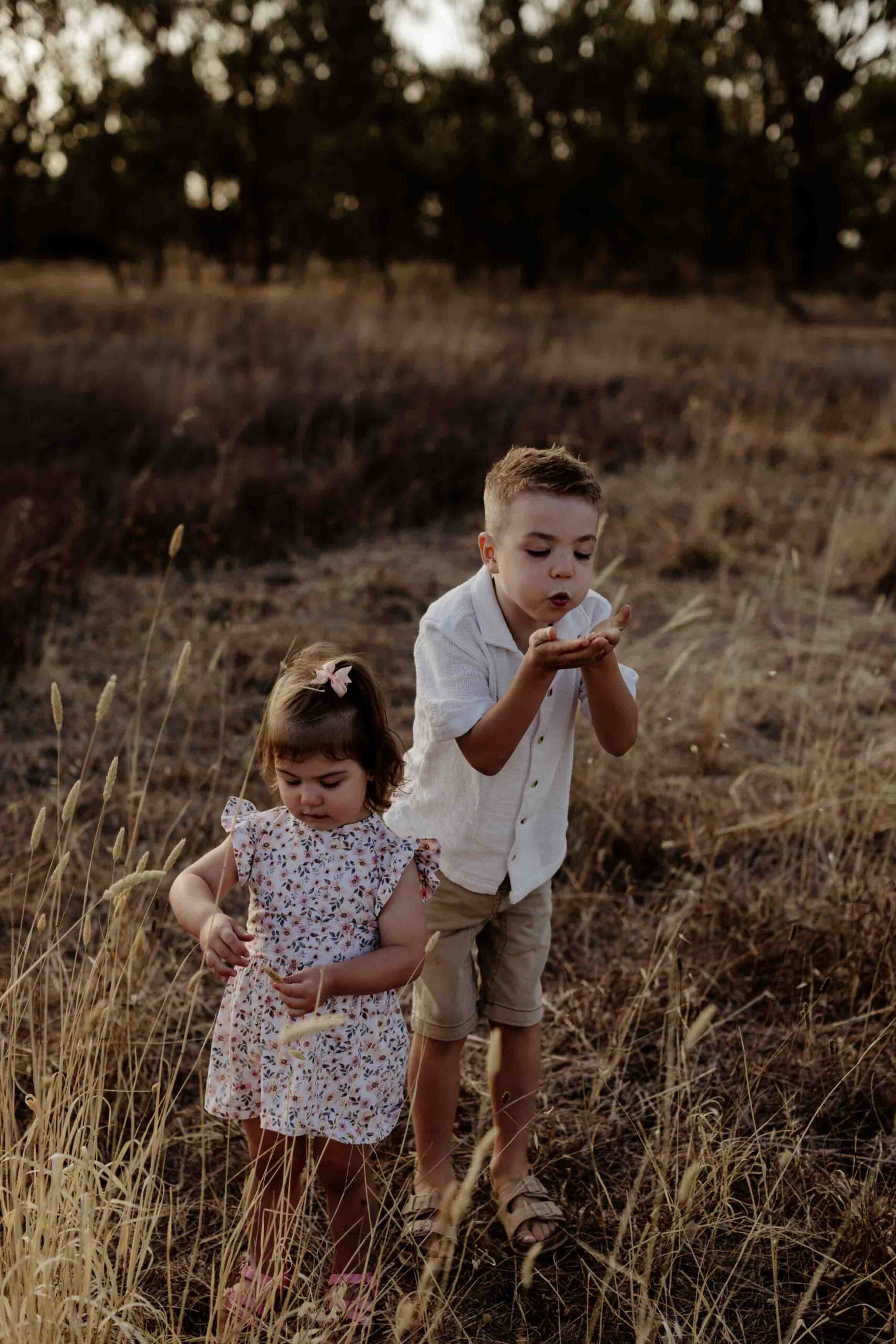 Outdoor family photography in Adelaide showing children playing naturally.